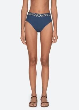 SEA New York Blaise Print Bikini Bottom in Navy Multi XS